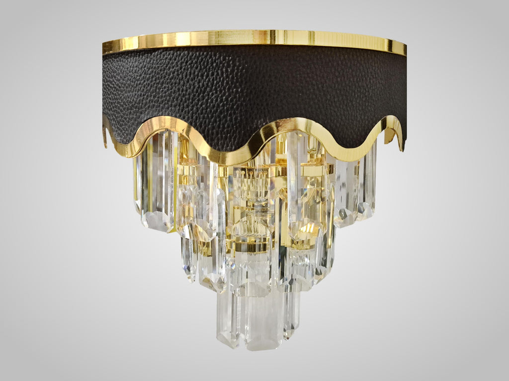 Crystal Wall Chandelier with Gold Finish – 2-Layer LED Accent Light