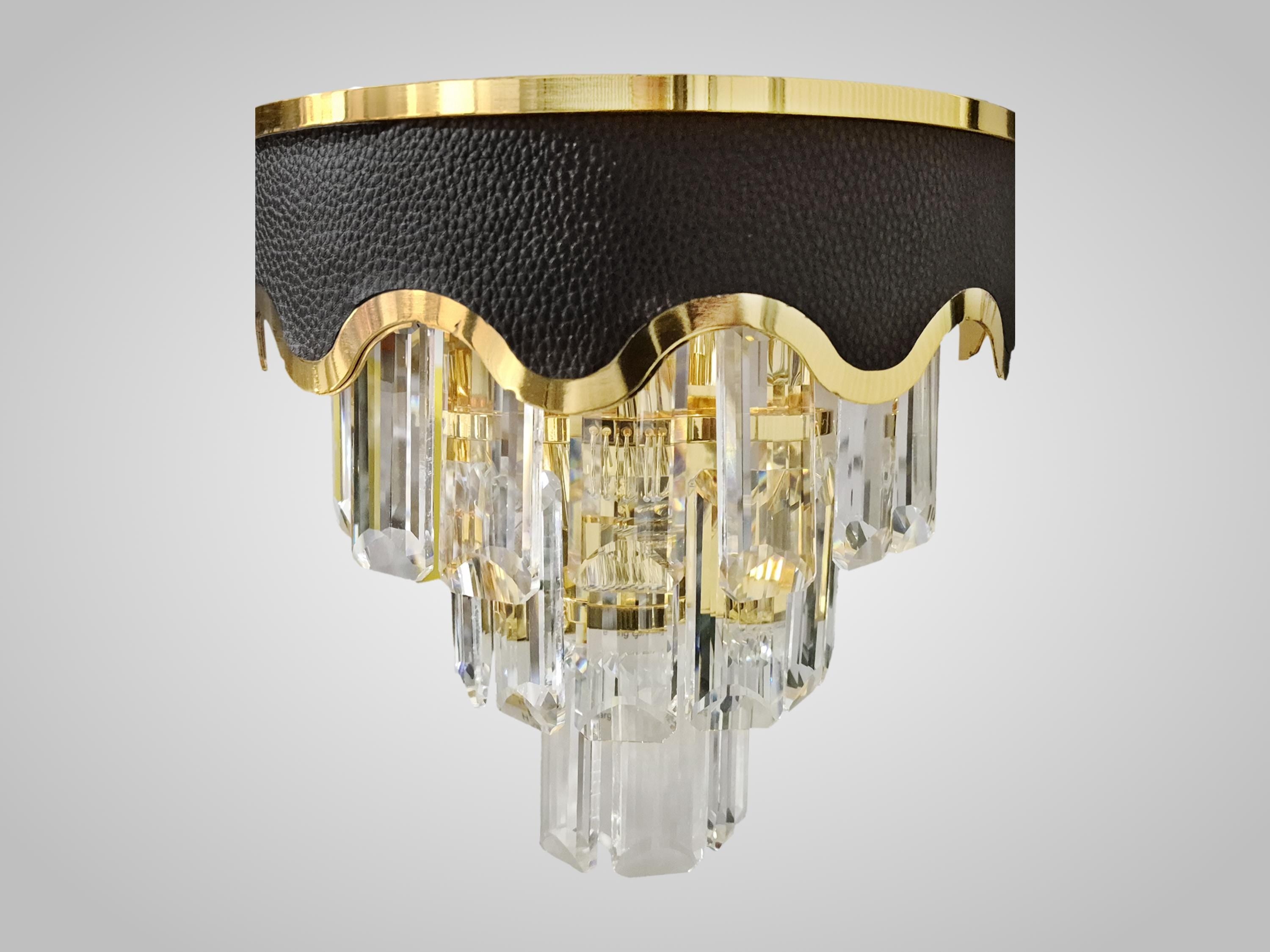 Crystal Wall Chandelier with Gold Finish – 2-Layer LED Accent Light
