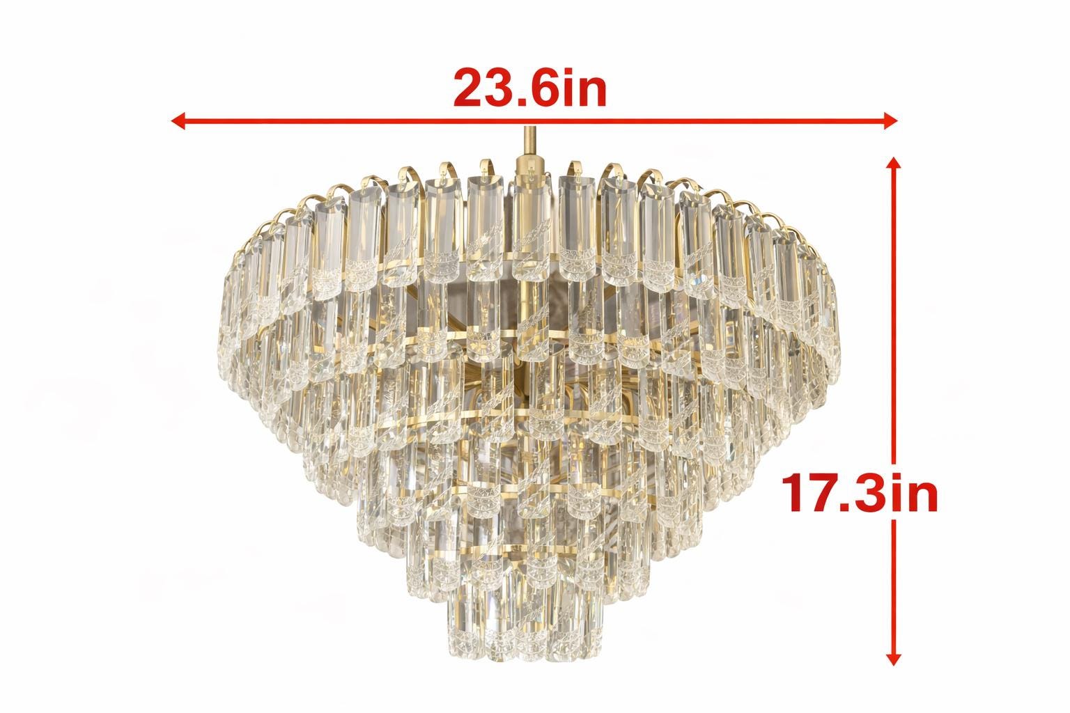 Modern Gold Crystal Rod Chandelier | Tiered Living Room Lighting