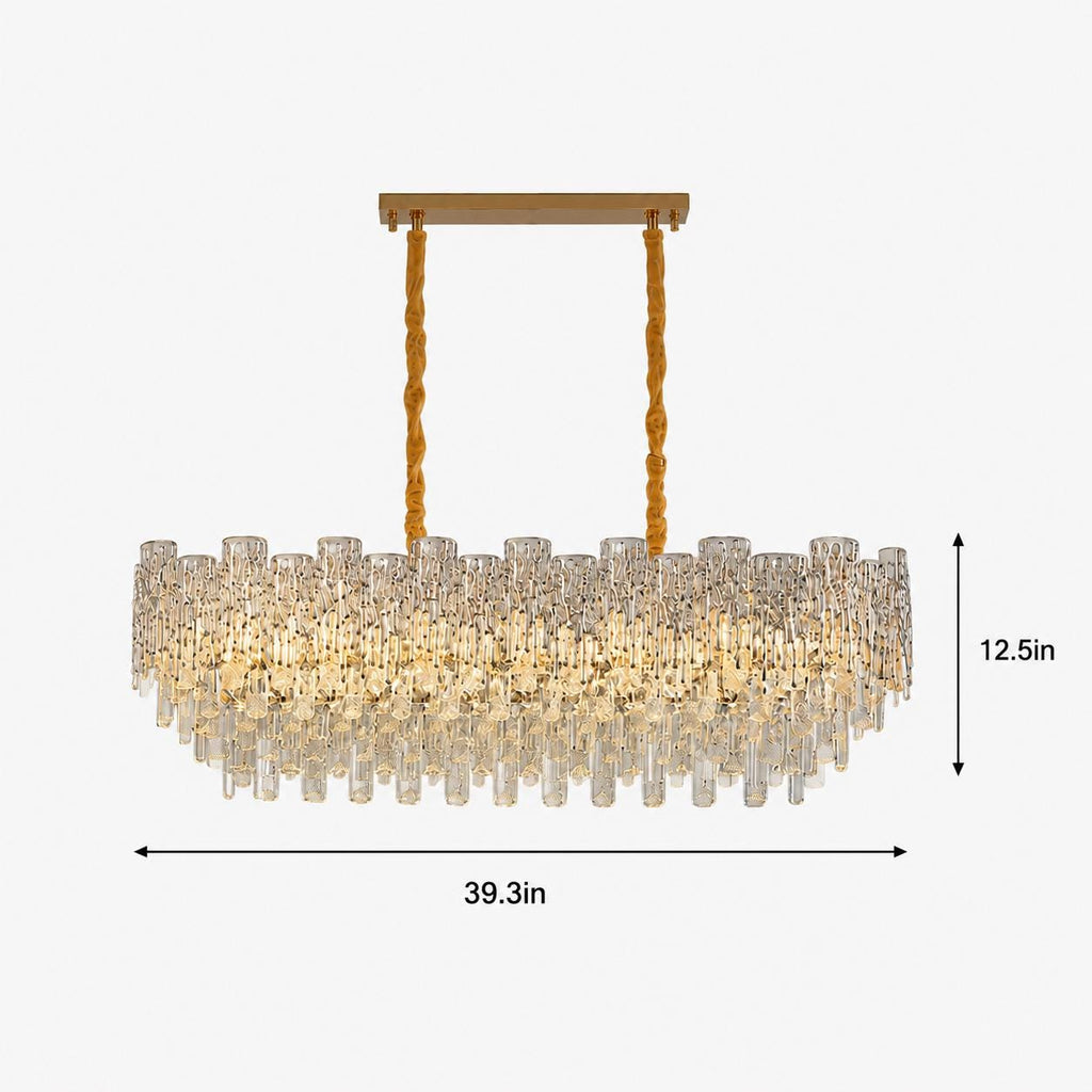 Modern Crystal Chandelier Dining Room Light Fixture //  Luxury Rectangular Ceiling Pendant