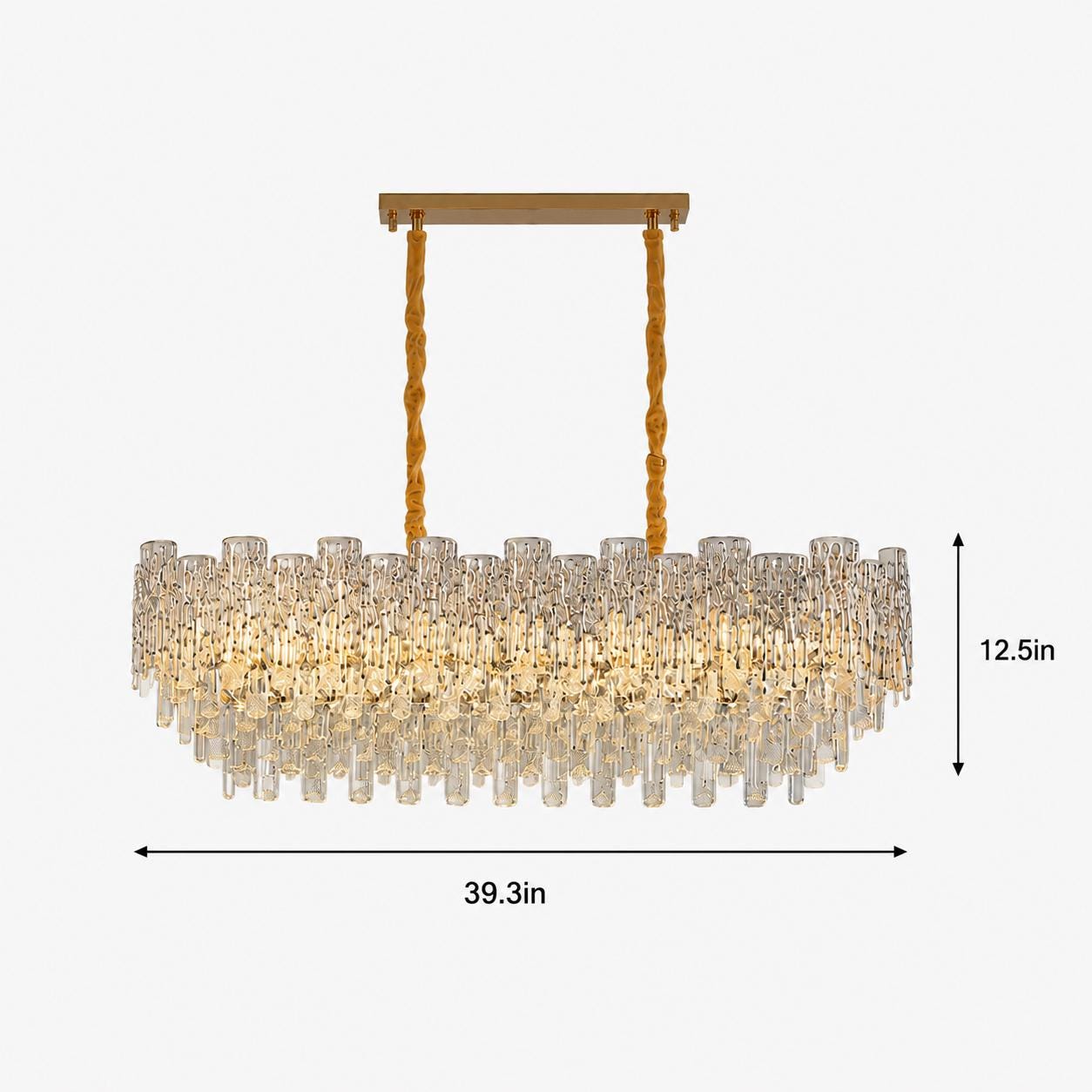 Modern Crystal Chandelier Dining Room Light Fixture //  Luxury Rectangular Ceiling Pendant