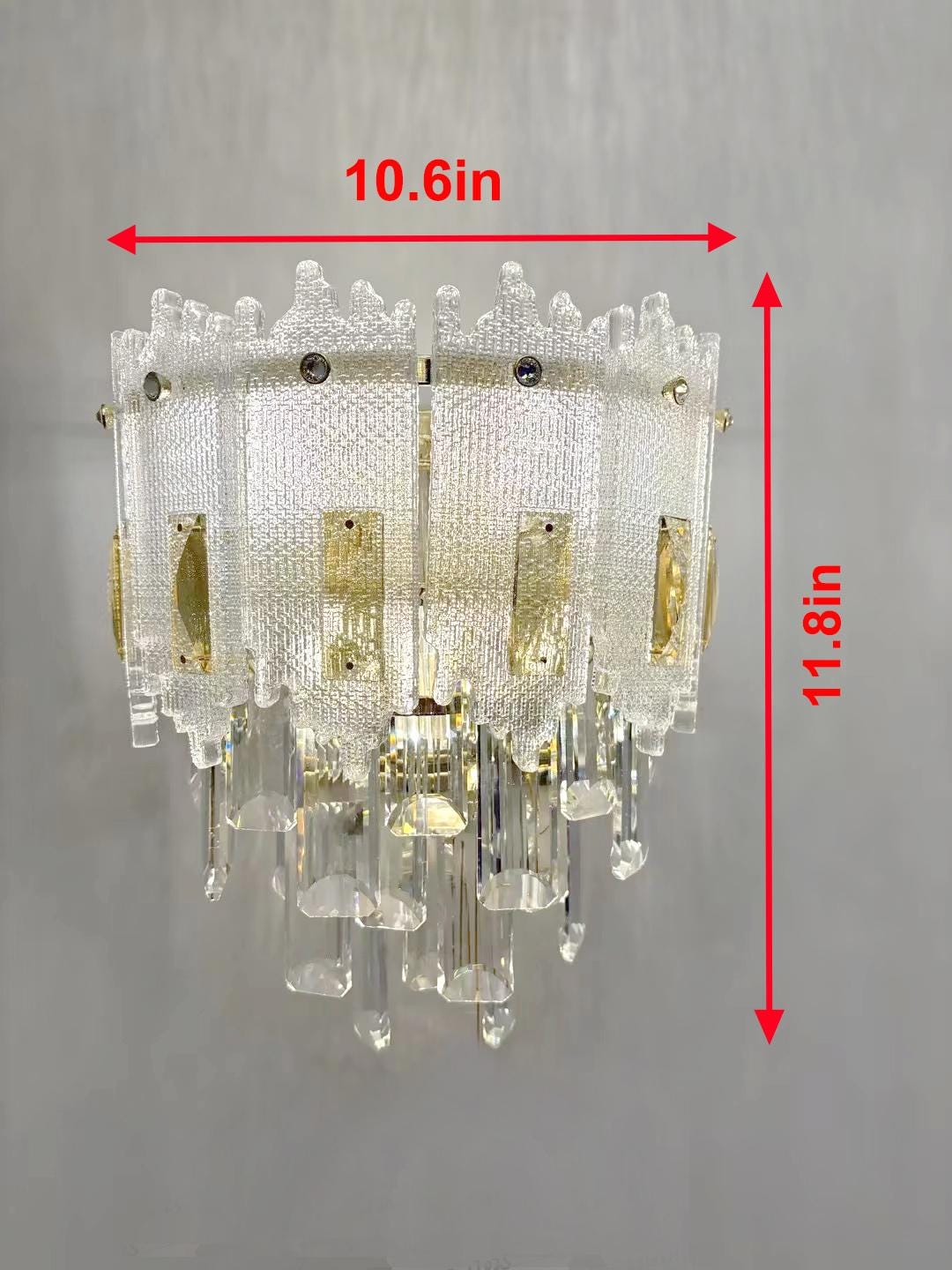 Vintage Crystal Wall Sconce Light – Handcrafted Glass Bedroom Lamp – Gold Finish Wall Mount Lighting