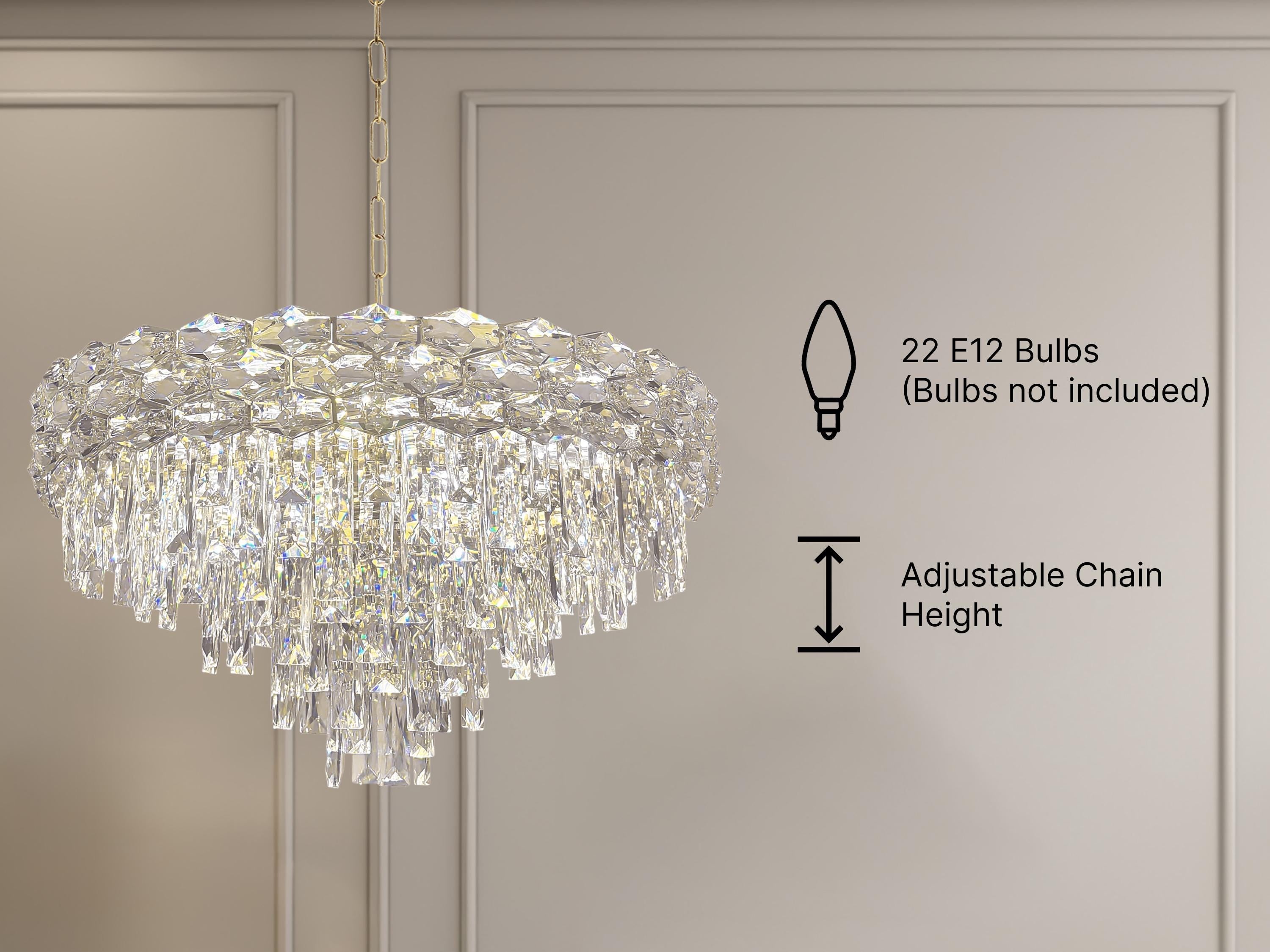 Round Crystal Chandelier: Modern Gold LED Pendant Light