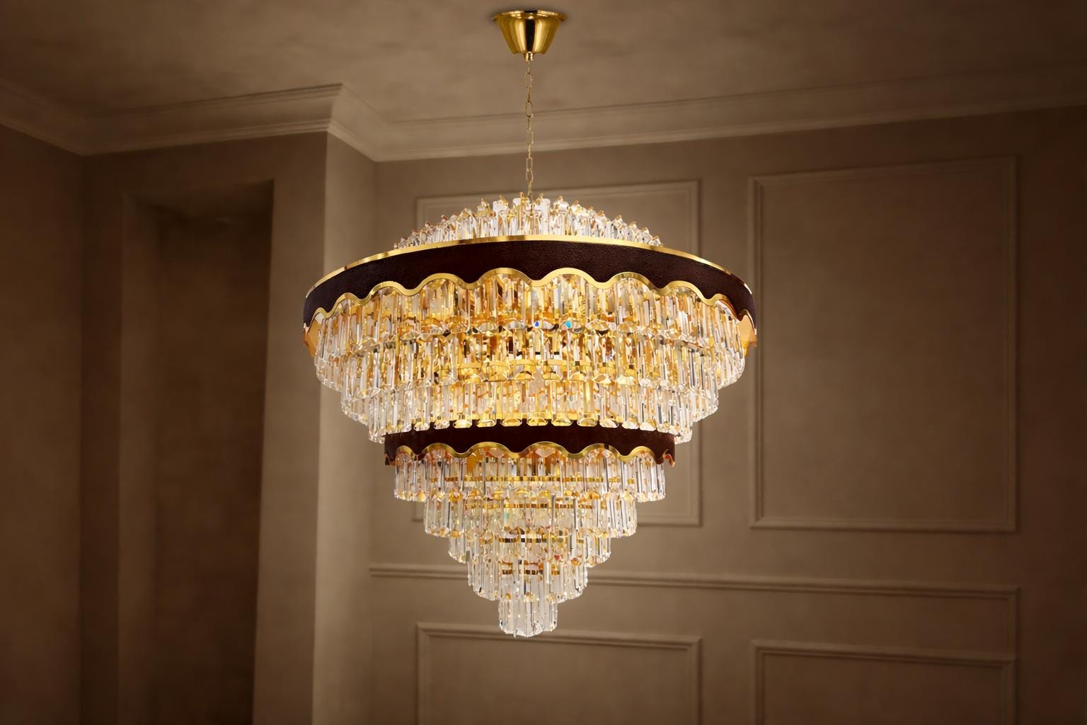Crystal Chandelier –  Luxury Elegant Gold & Black Design with 400 Sparkling Crystals