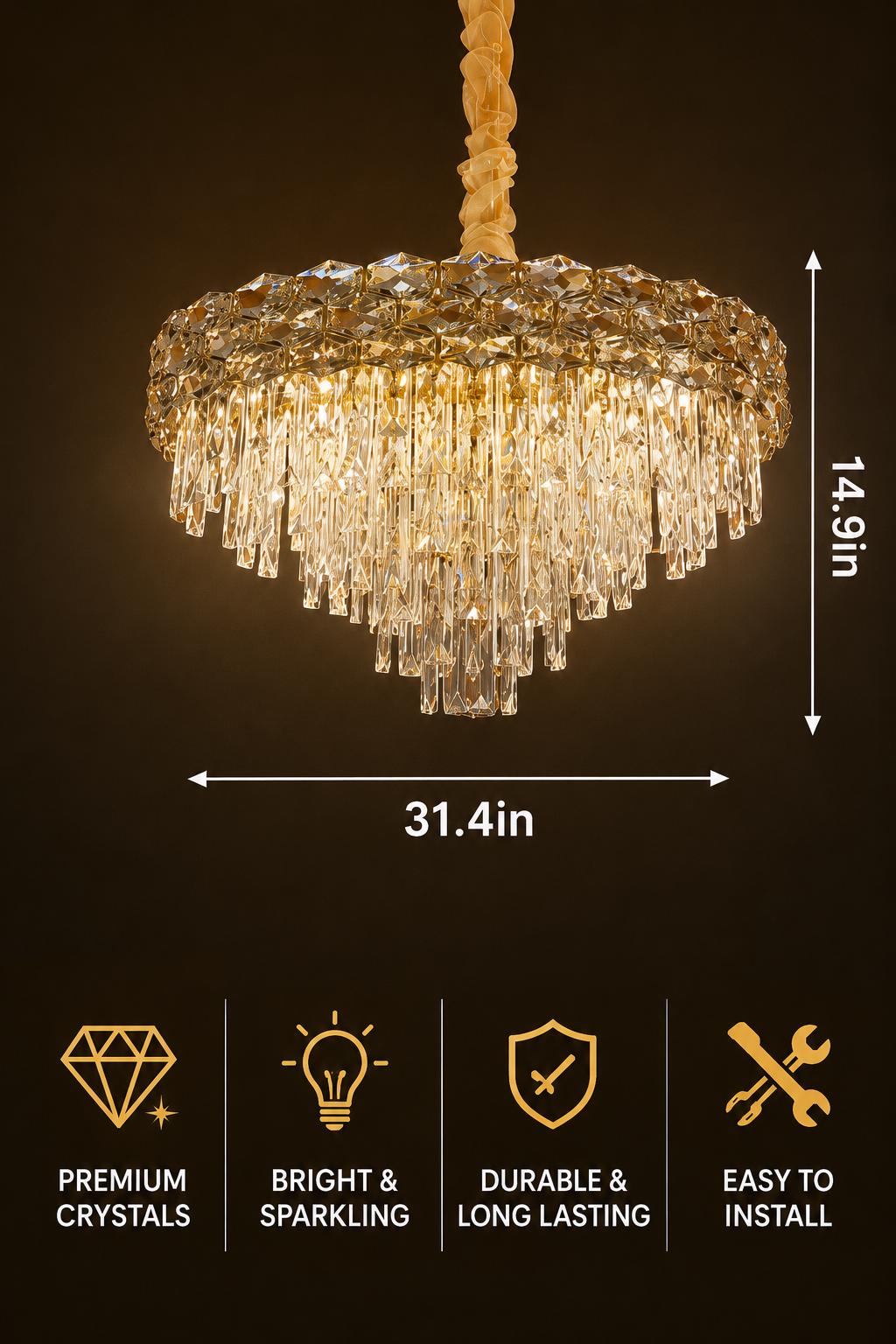 Modern Crystal Chandelier / Luxury Ceiling Light for Entryway, Living room, Dining room
