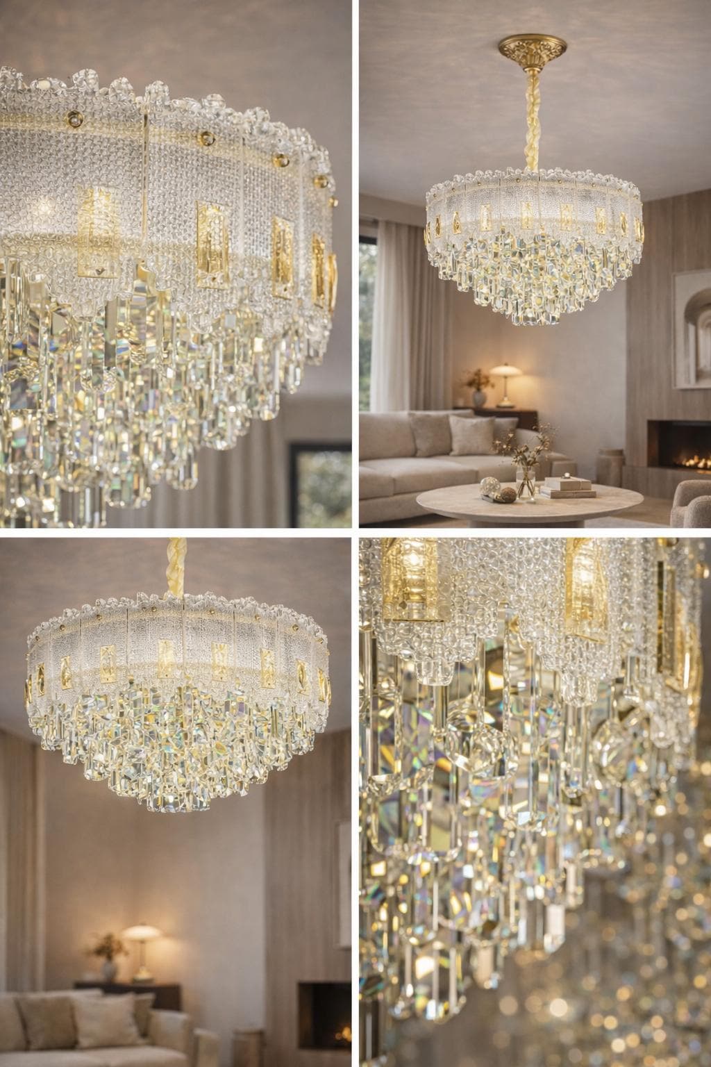 Gold K9 Crystal Chandelier | Modern Bedroom Statement Lighting, 31.4"