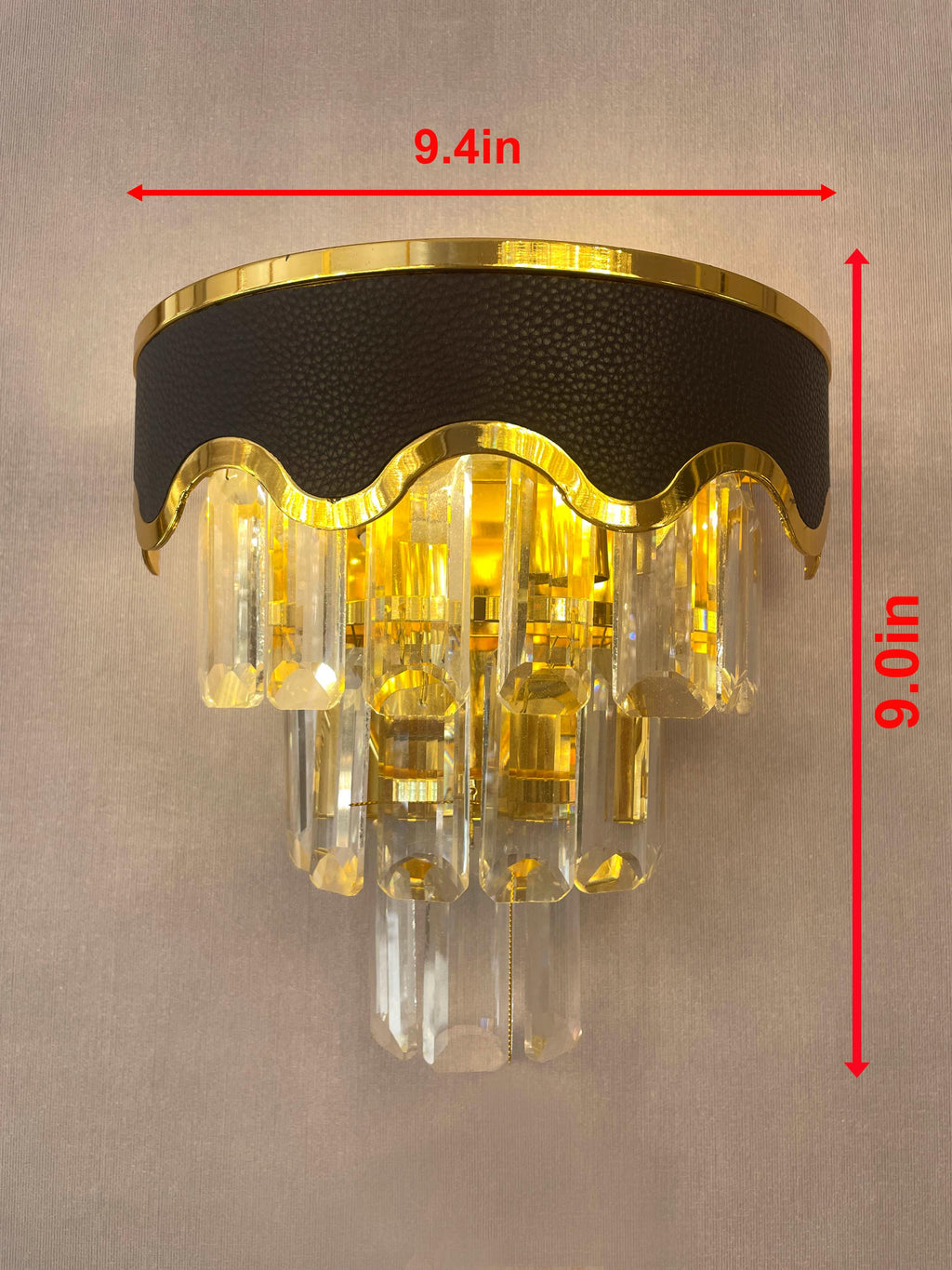 Crystal Wall Chandelier with Gold Finish – 2-Layer LED Accent Light