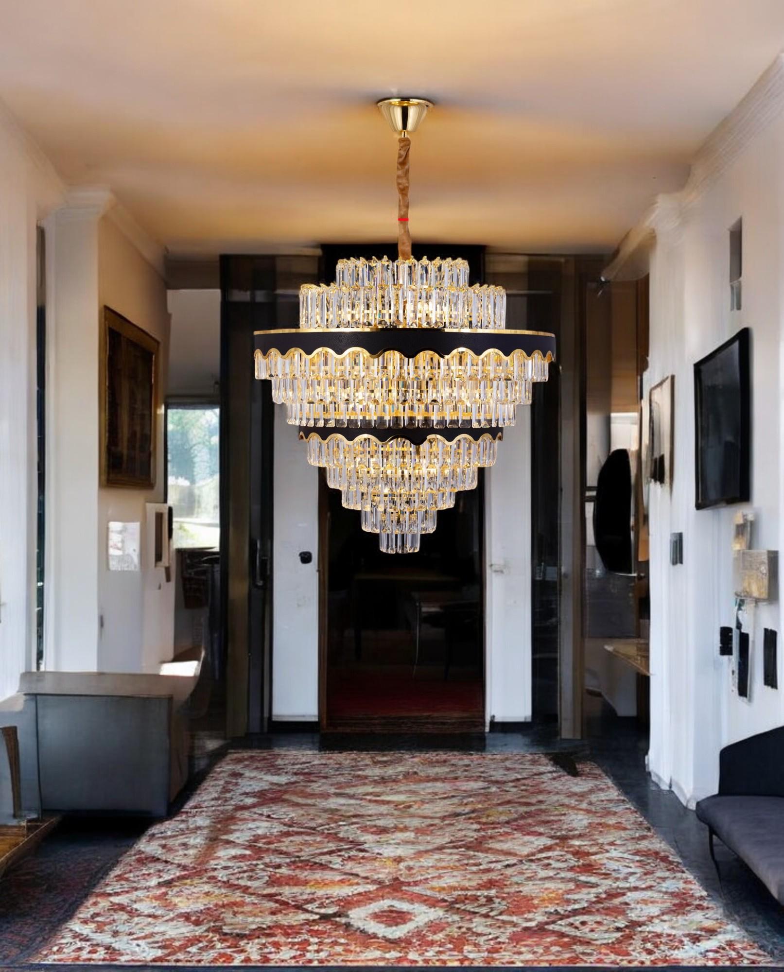 Crystal Chandelier –  Luxury Elegant Gold & Black Design with 400 Sparkling Crystals