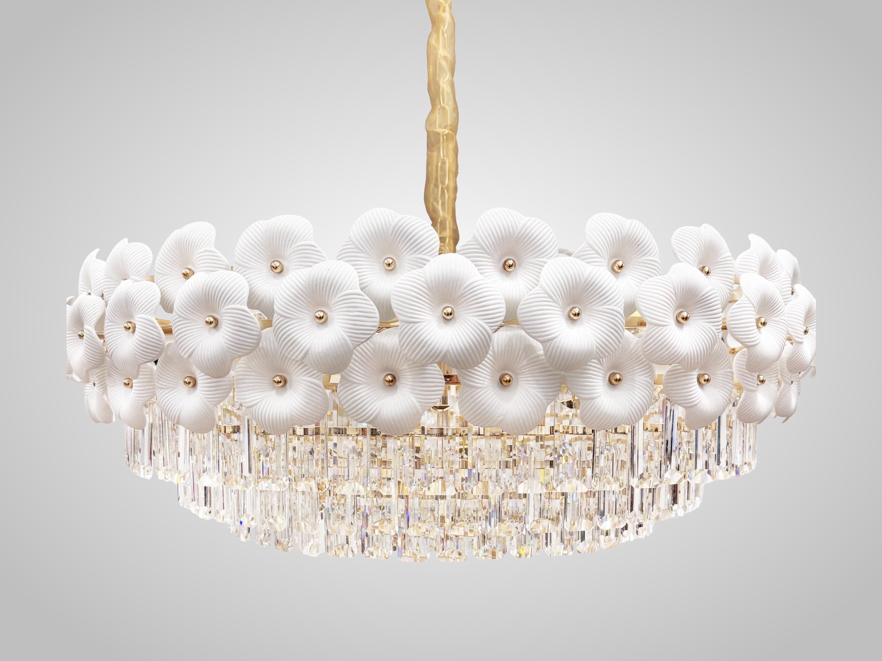 Floral Crystal Chandelier – Elegant Flower Pendant Light for Dining Room & Living Room