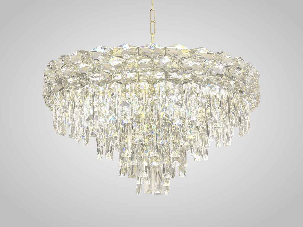 Round Crystal Chandelier: Modern Gold LED Pendant Light