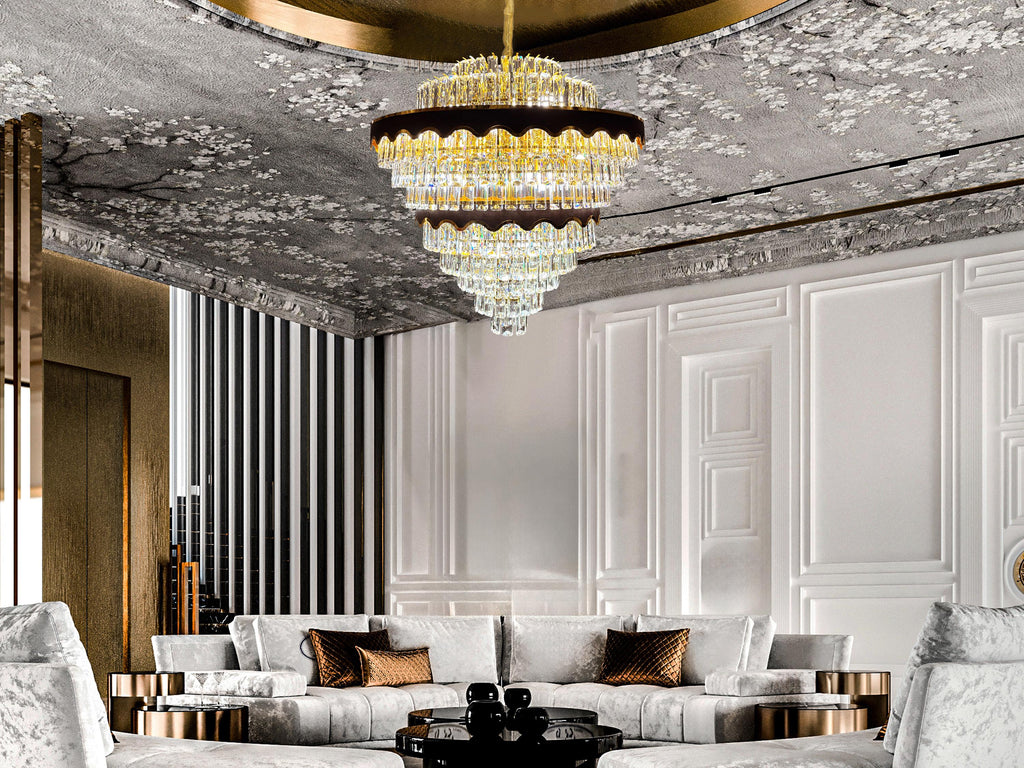 Crystal Chandelier –  Luxury Elegant Gold & Black Design with 400 Sparkling Crystals