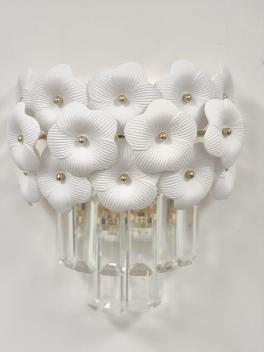 Floral Crystal Wall Sconce: Gold Bedroom Lighting (9.8 x 5 x 7.5)