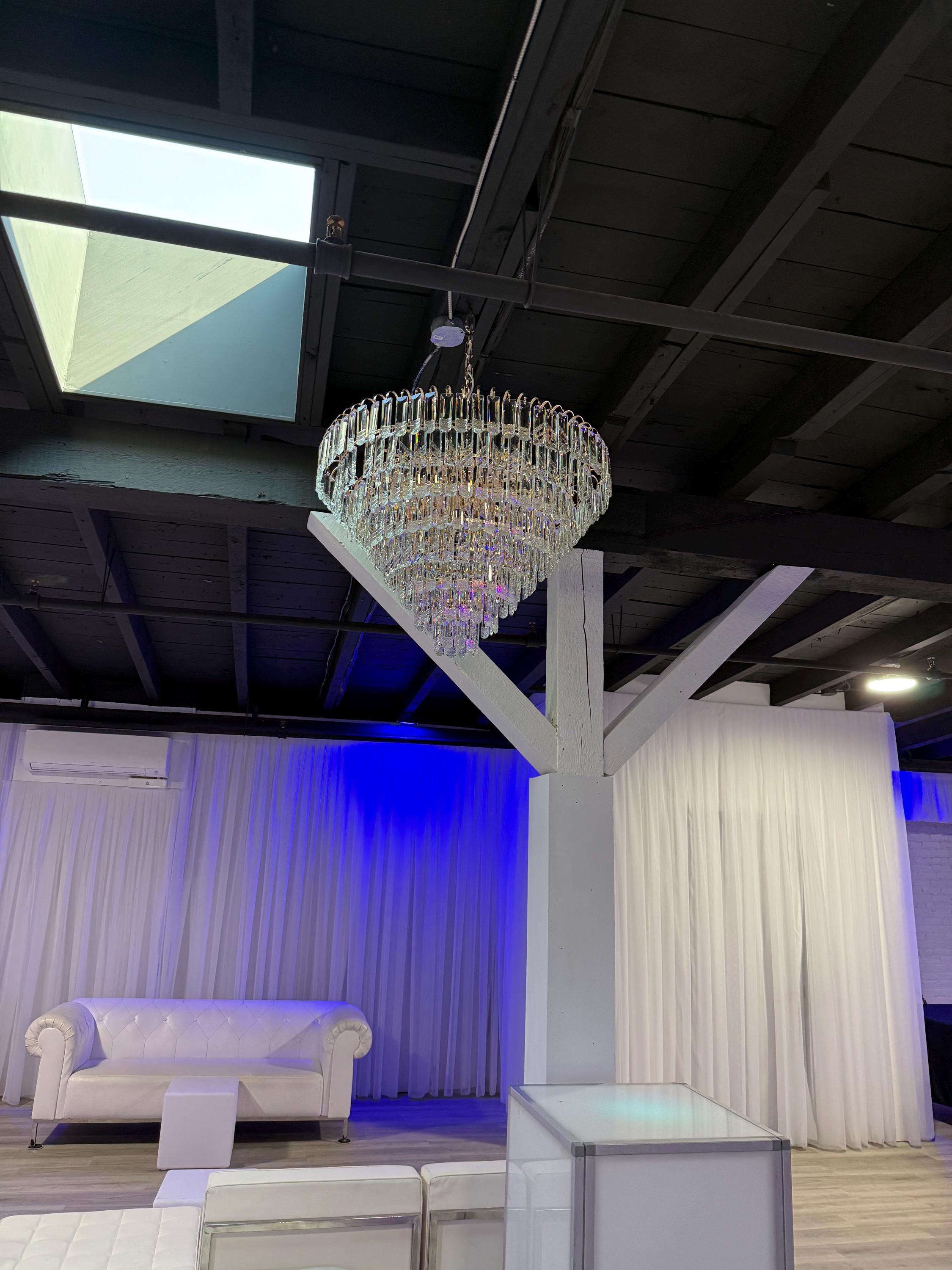 Luxury Crystal Chandelier -Light Gold Finish – Modern Tiered Design – Statement Lighting