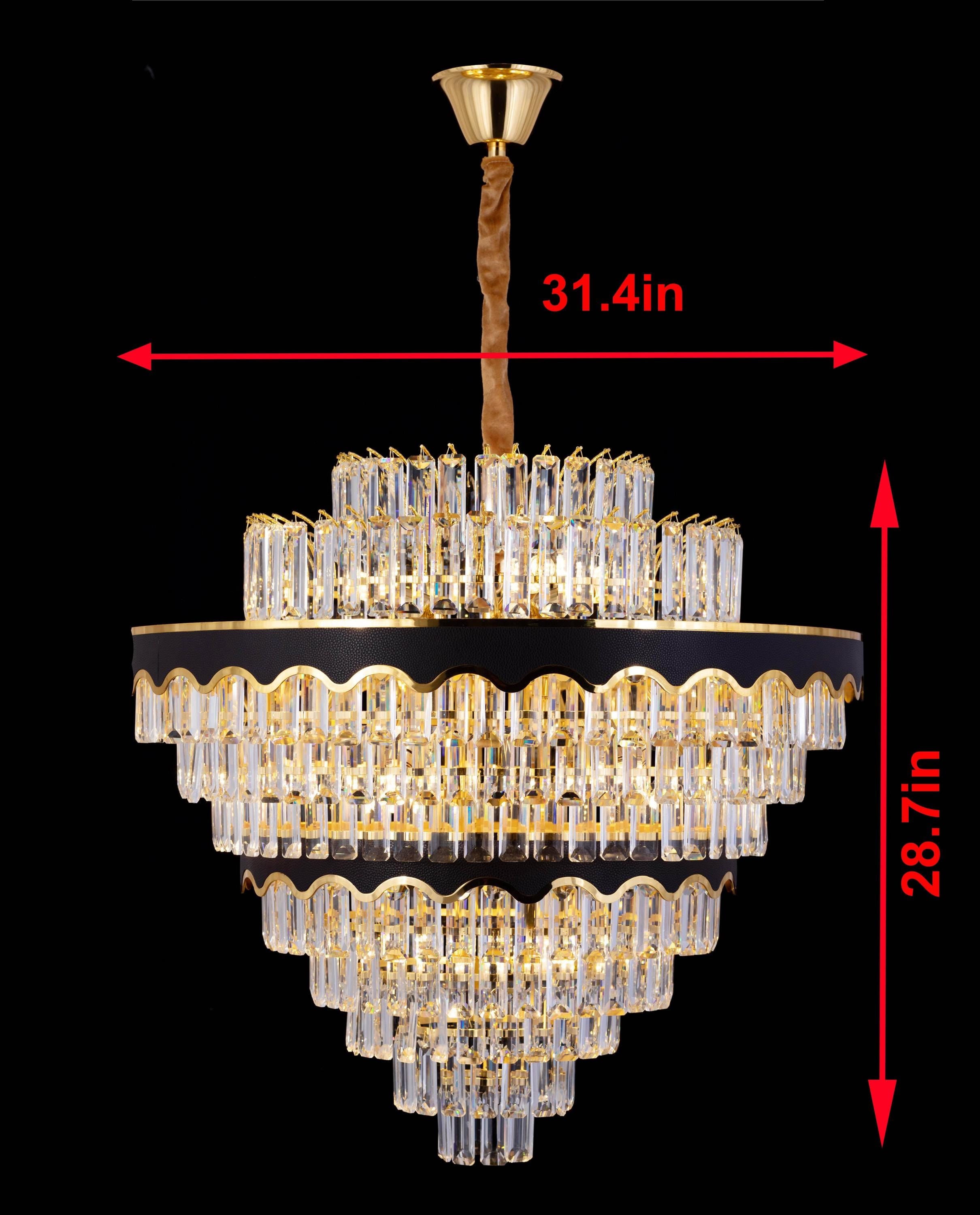 Crystal Chandelier –  Luxury Elegant Gold & Black Design with 400 Sparkling Crystals