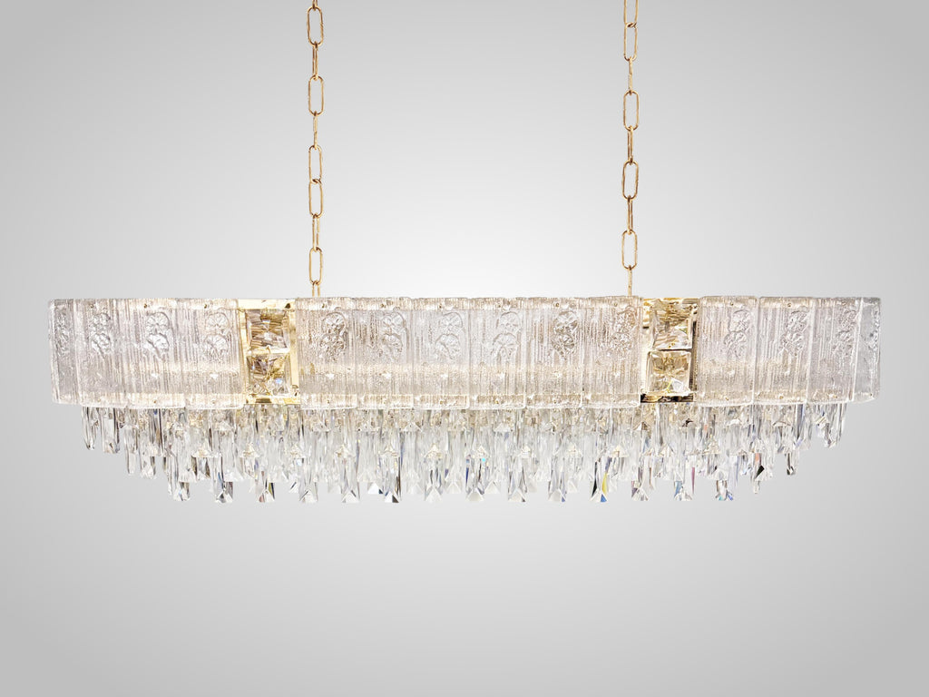 Crystal Rectangular Chandelier: Modern Gold LED Pendant Light