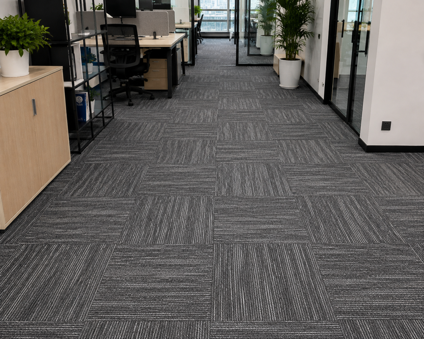 24" x 24" Cloudbay Carpet Tile / Warm Grey Abstract Modular Tile