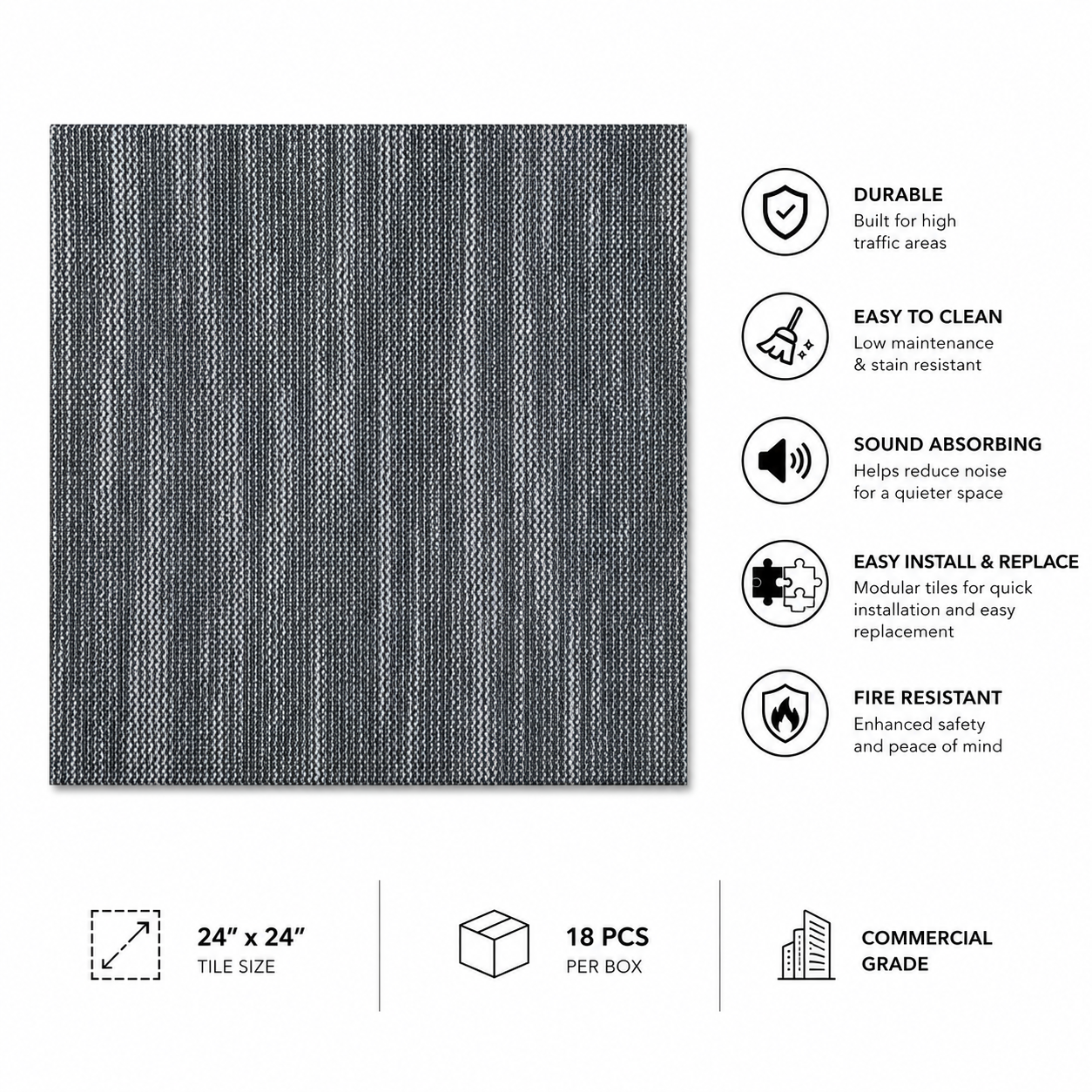 24" x 24" Cloudbay Carpet Tile / Warm Grey Abstract Modular Tile