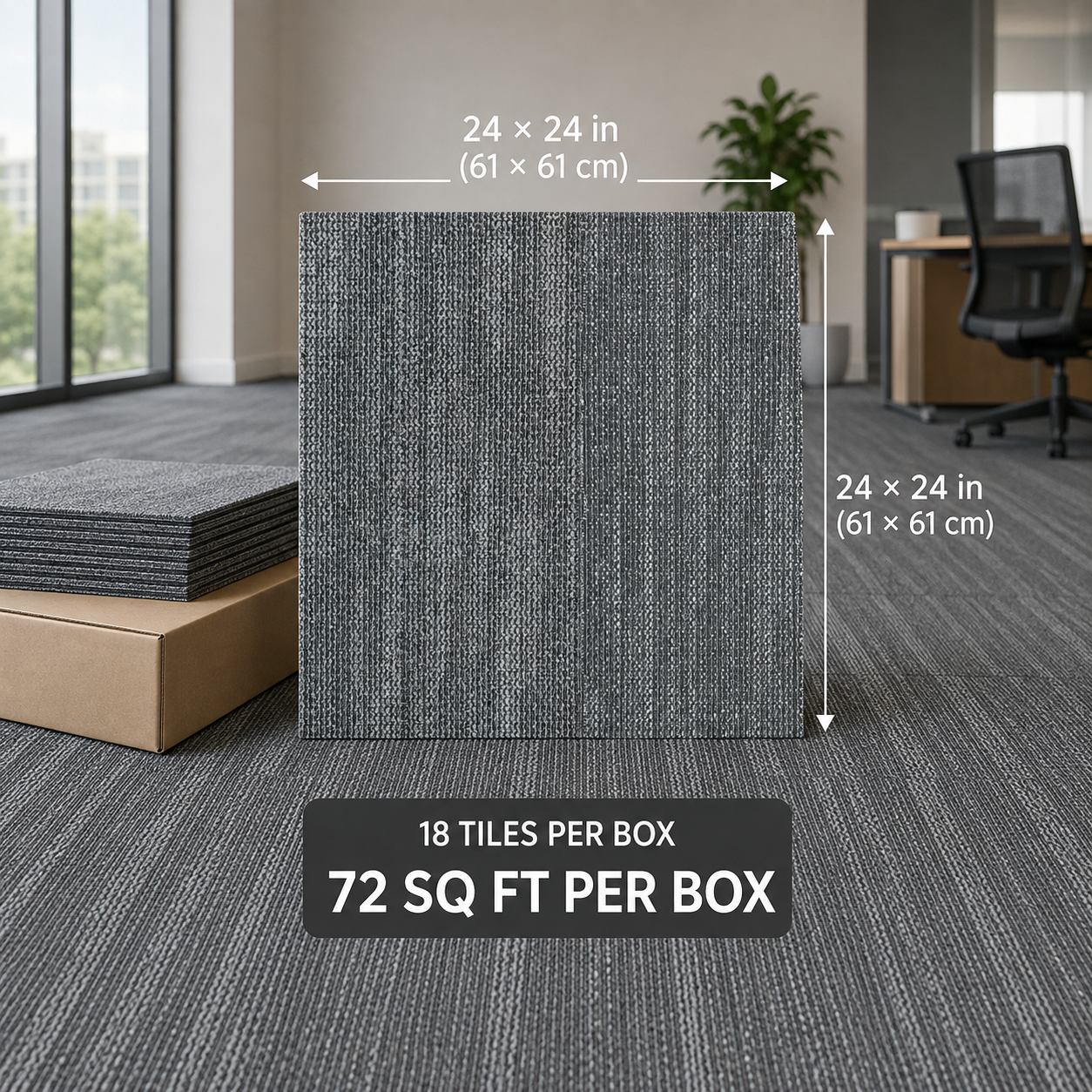24" x 24" Cloudbay Carpet Tile / Warm Grey Abstract Modular Tile