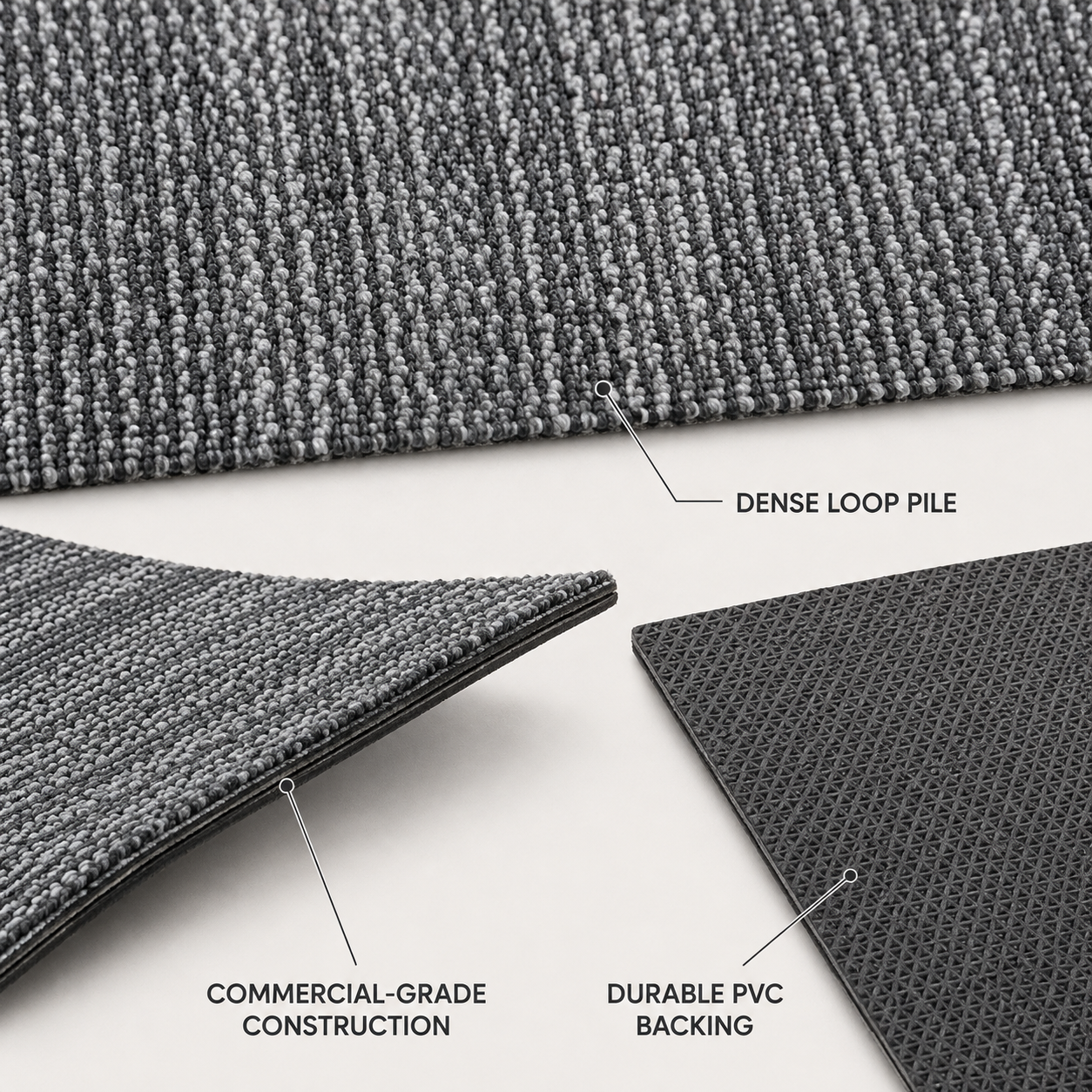 24" x 24" Cloudbay Carpet Tile / Warm Grey Abstract Modular Tile