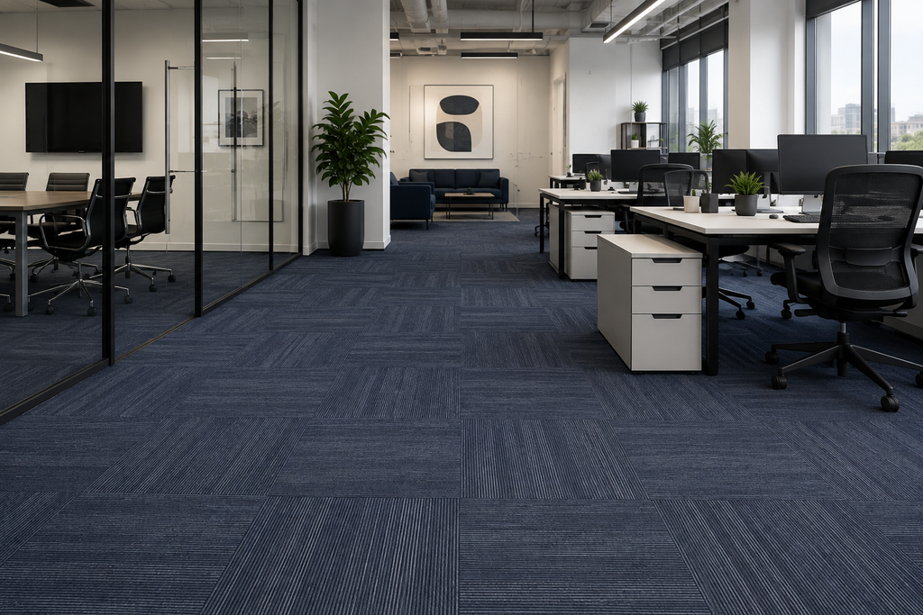 24" x 24" Cloudwave Carpet Tile / Slate Linear Carpet Tile