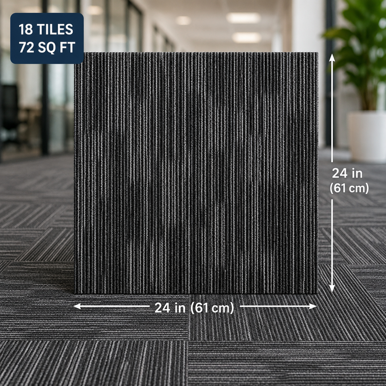 24" x 24" Graphite Commercial Carpet Tile Modular Tile