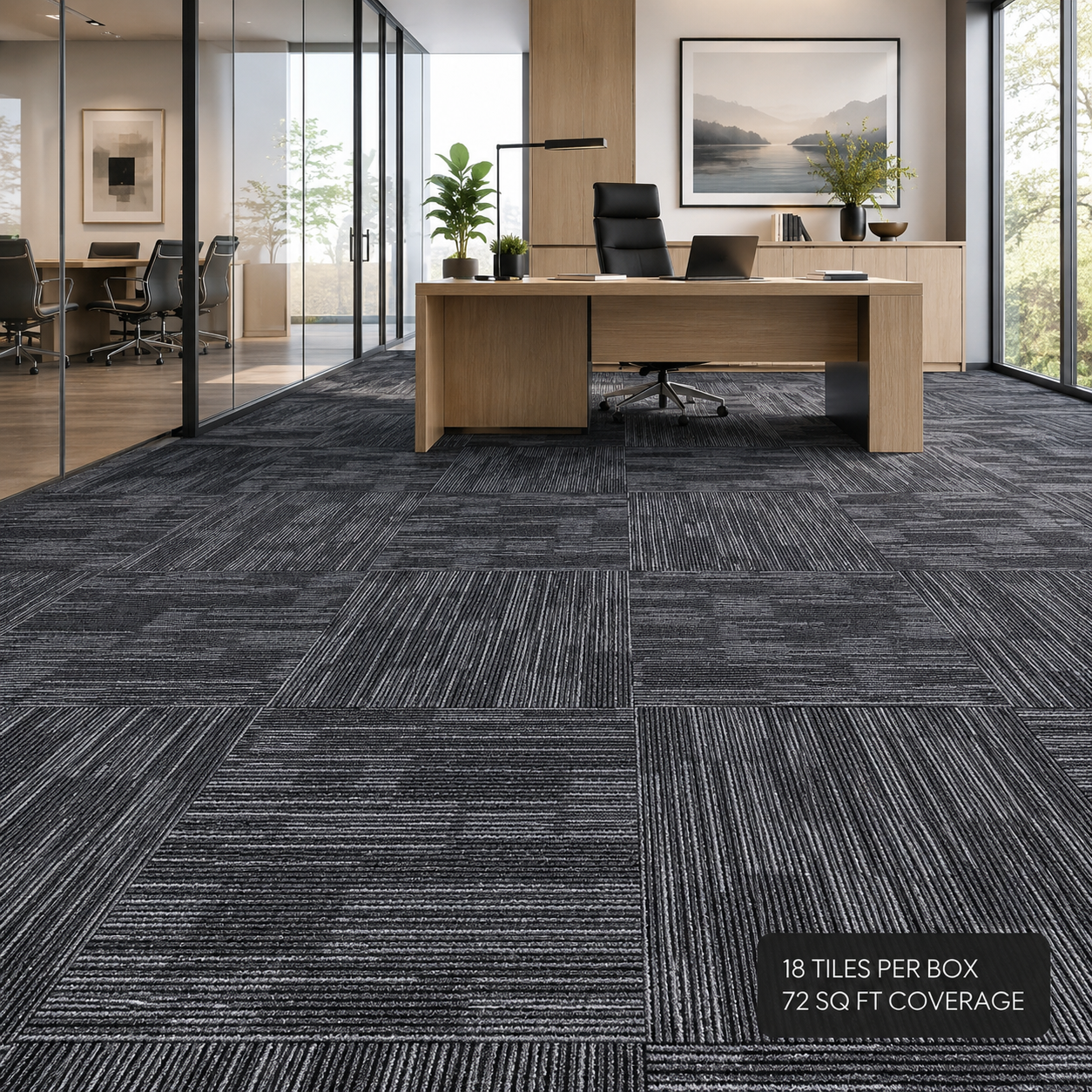 24" x 24" Graphite Commercial Carpet Tile Modular Tile