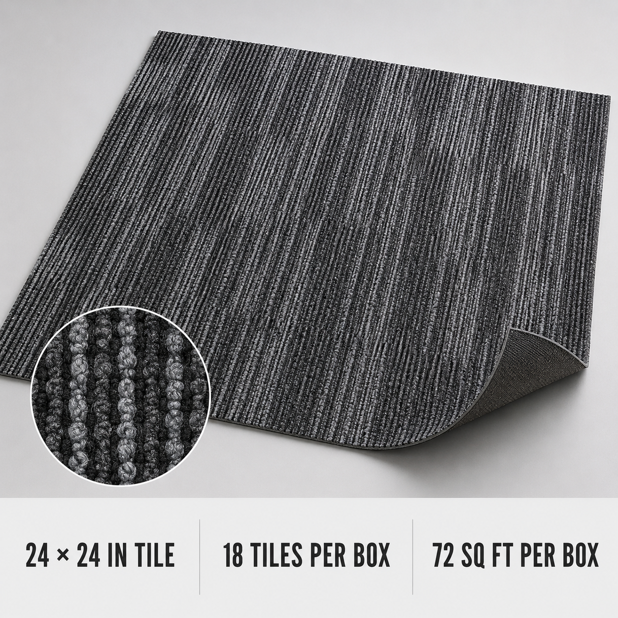 24" x 24" Graphite Commercial Carpet Tile Modular Tile
