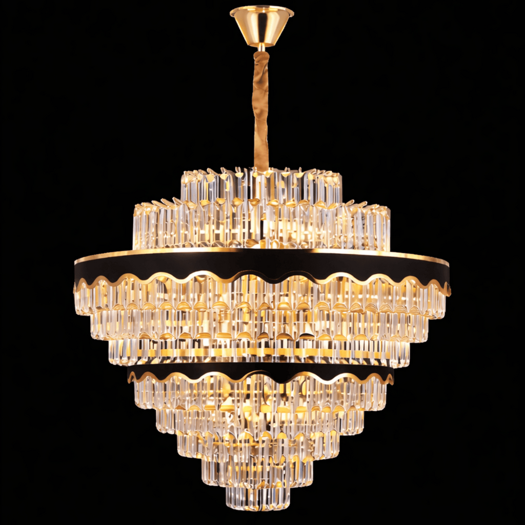 Crystal Chandelier –  Luxury Elegant Gold & Black Design with 400 Sparkling Crystals