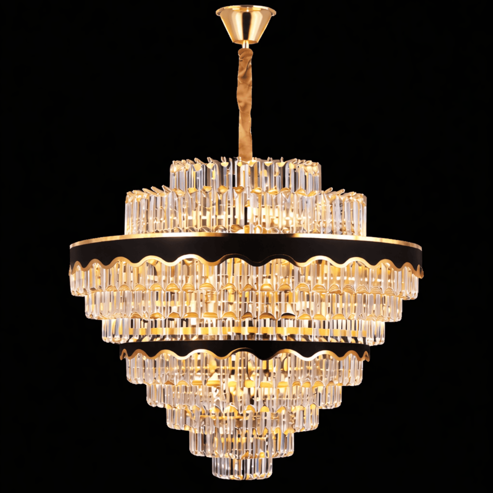 Crystal Chandelier –  Luxury Elegant Gold & Black Design with 400 Sparkling Crystals