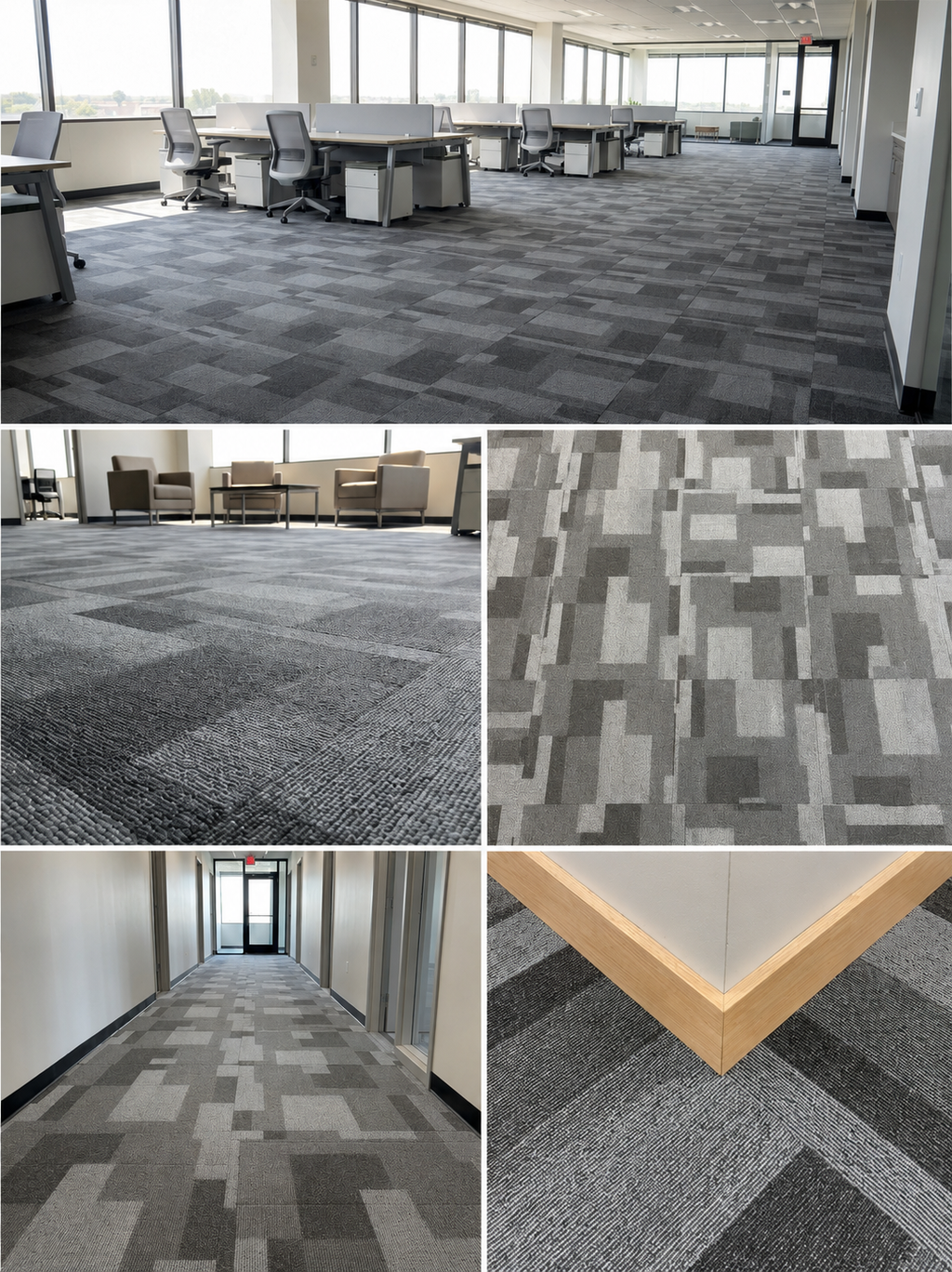 24" x 24" Fog Carpet Tile / Putty Textured Carpet Tile