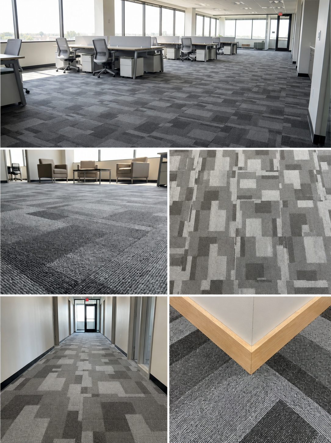 24" x 24" Fog Carpet Tile / Putty Textured Carpet Tile