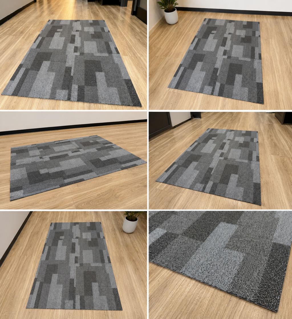 24" x 24" Fog Carpet Tile / Putty Textured Carpet Tile