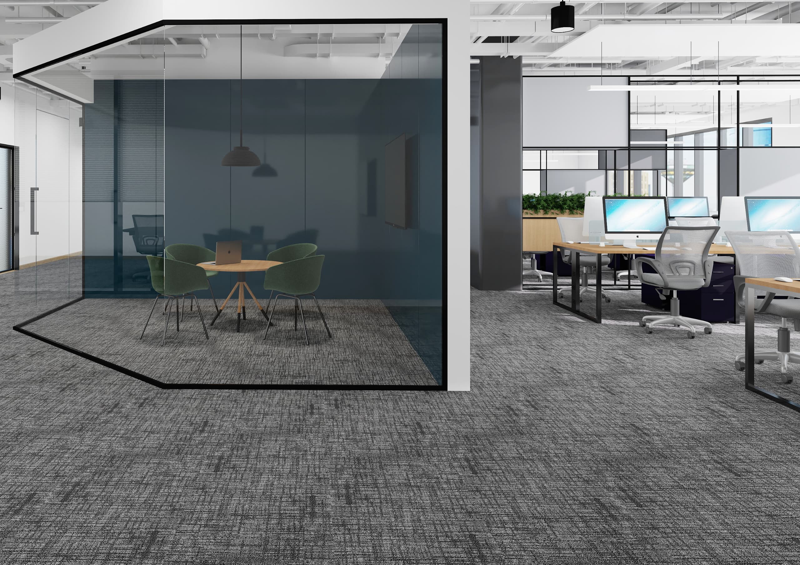 24" x 24" Shadow Carpet Tile / Charcoal Textured Carpet Tile
