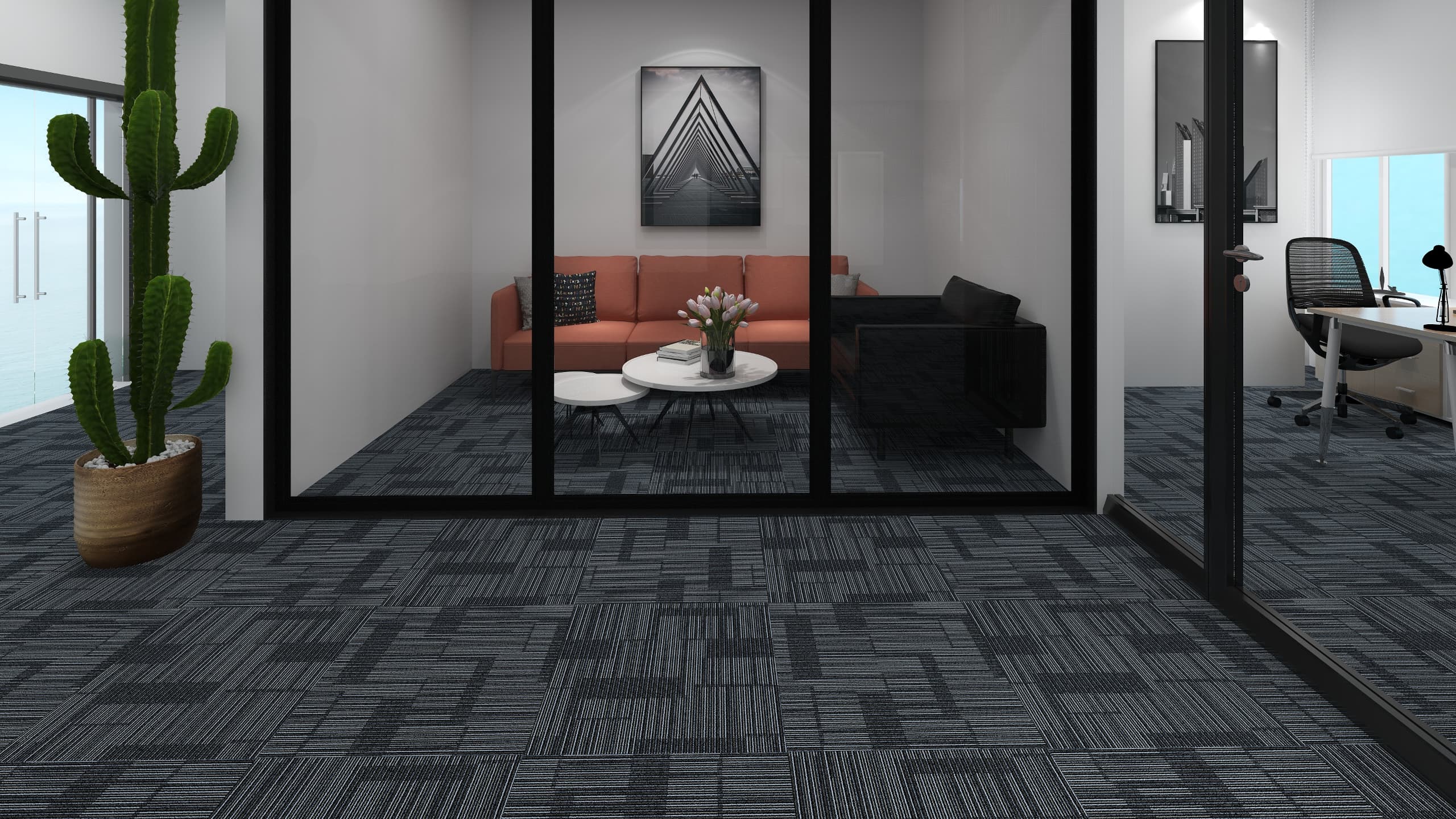 24" x 24" STORM Carpet Tile / Charcoal Style Carpet Tile