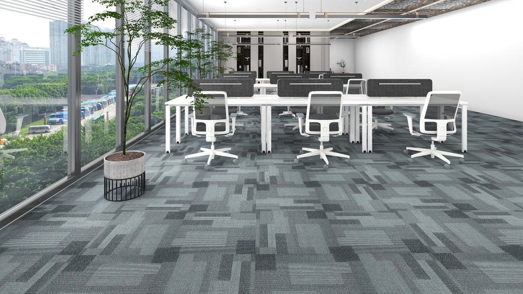 24" x 24" Fog Carpet Tile / Putty Textured Carpet Tile