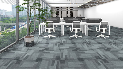 24" x 24" Fog Carpet Tile / Putty Textured Carpet Tile