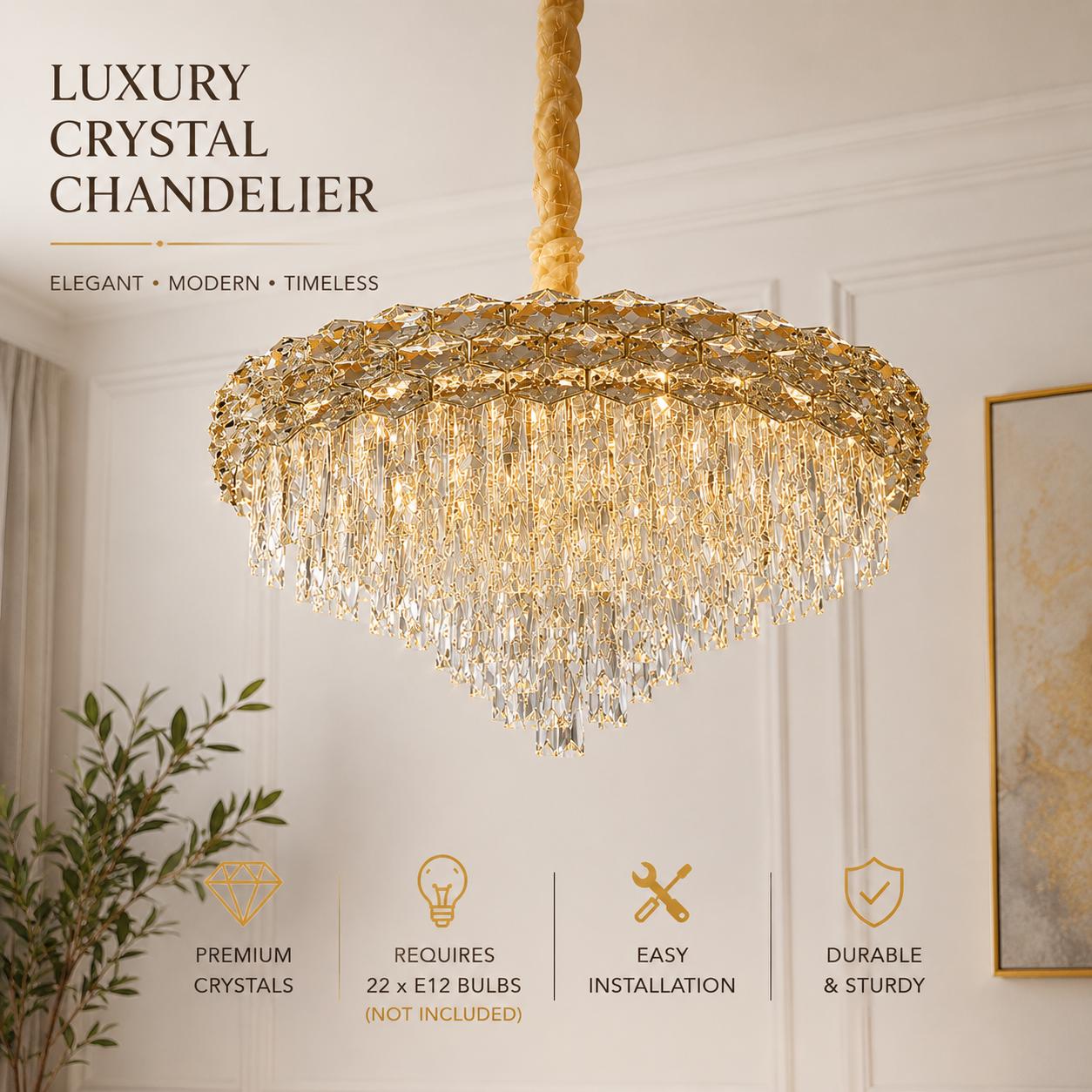 Modern Crystal Chandelier / Luxury Ceiling Light for Entryway, Living room, Dining room