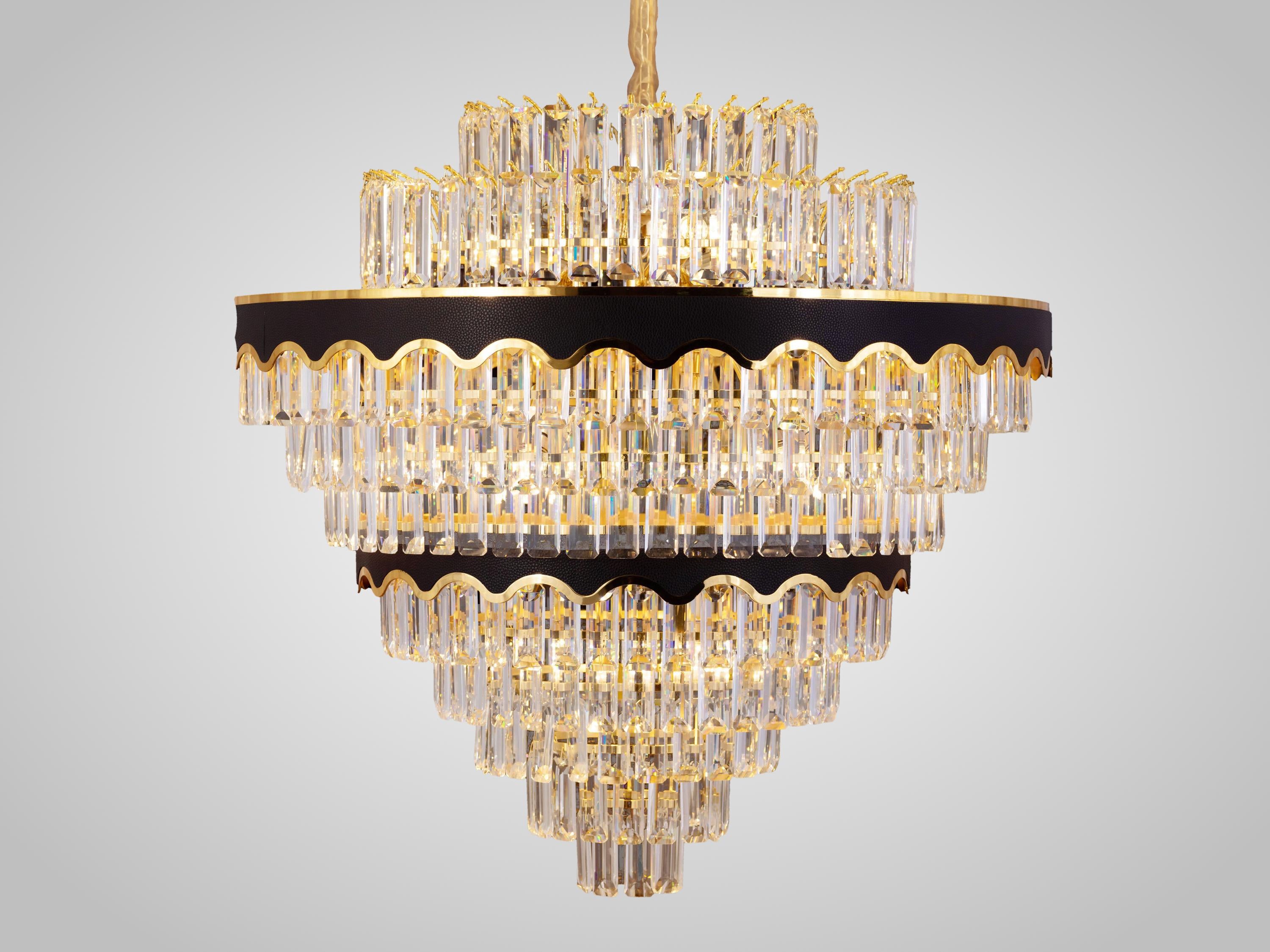 Crystal Chandelier –  Luxury Elegant Gold & Black Design with 400 Sparkling Crystals