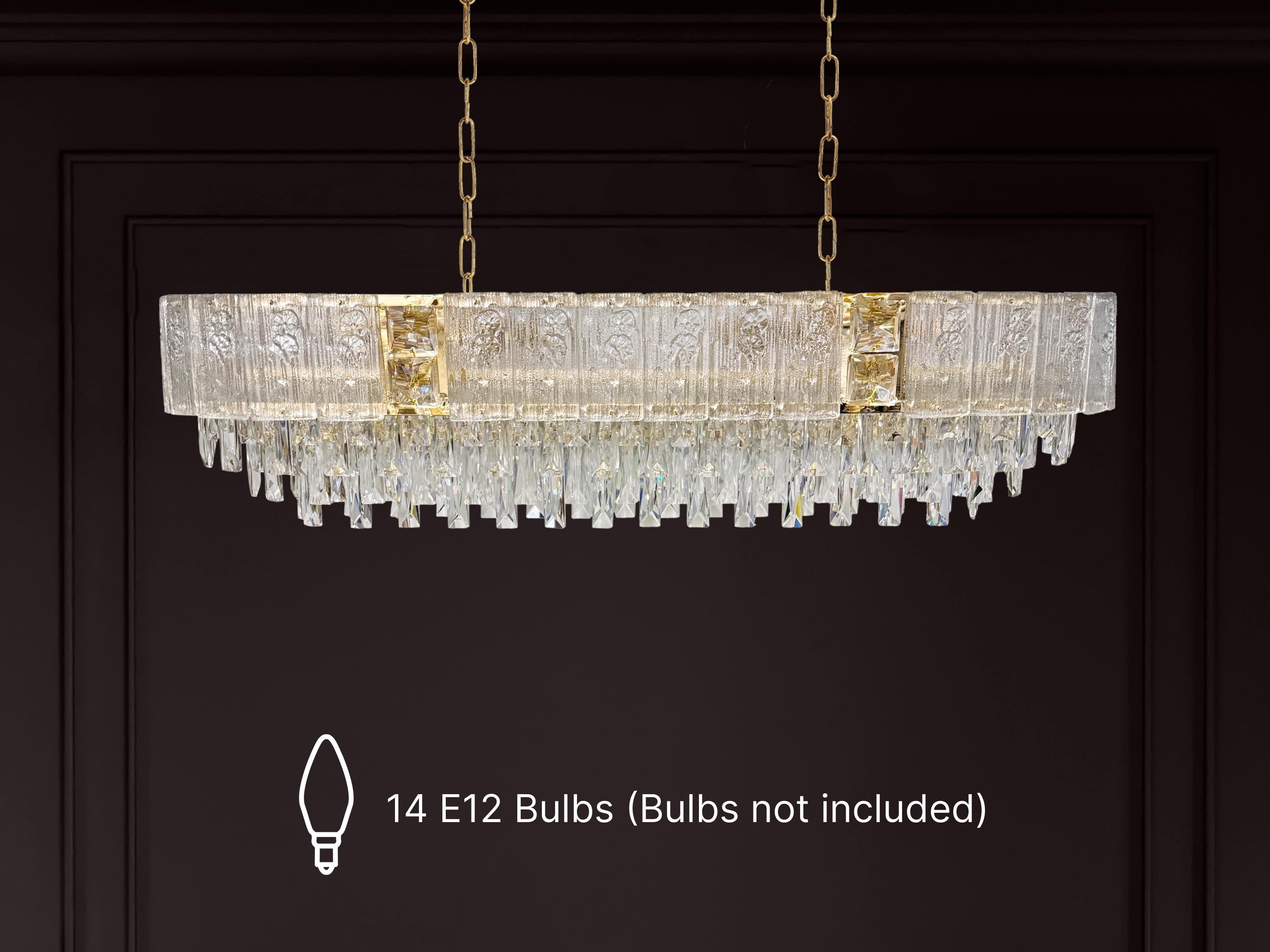 Crystal Rectangular Chandelier: Modern Gold LED Pendant Light