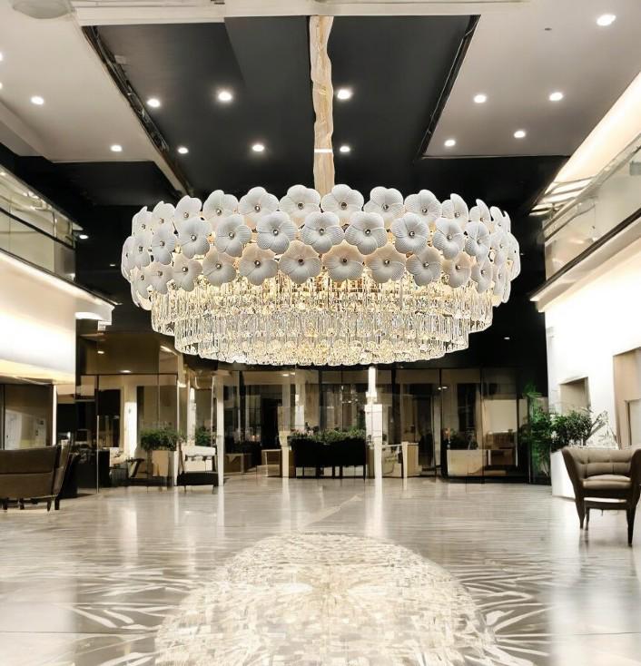 Floral Crystal Chandelier – Elegant Flower Pendant Light for Dining Room & Living Room