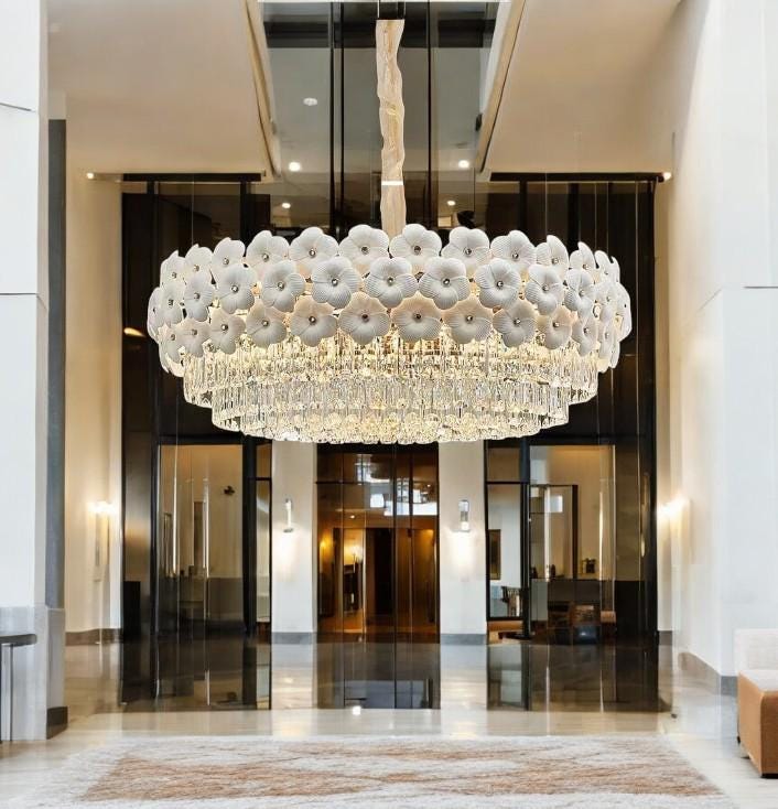 Floral Crystal Chandelier – Elegant Flower Pendant Light for Dining Room & Living Room