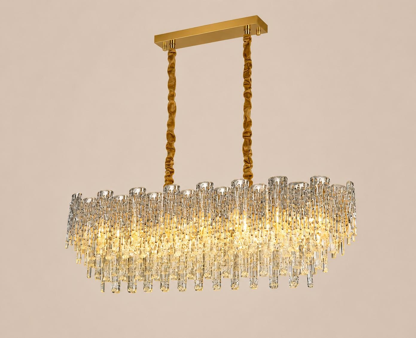 Modern Crystal Chandelier Dining Room Light Fixture //  Luxury Rectangular Ceiling Pendant