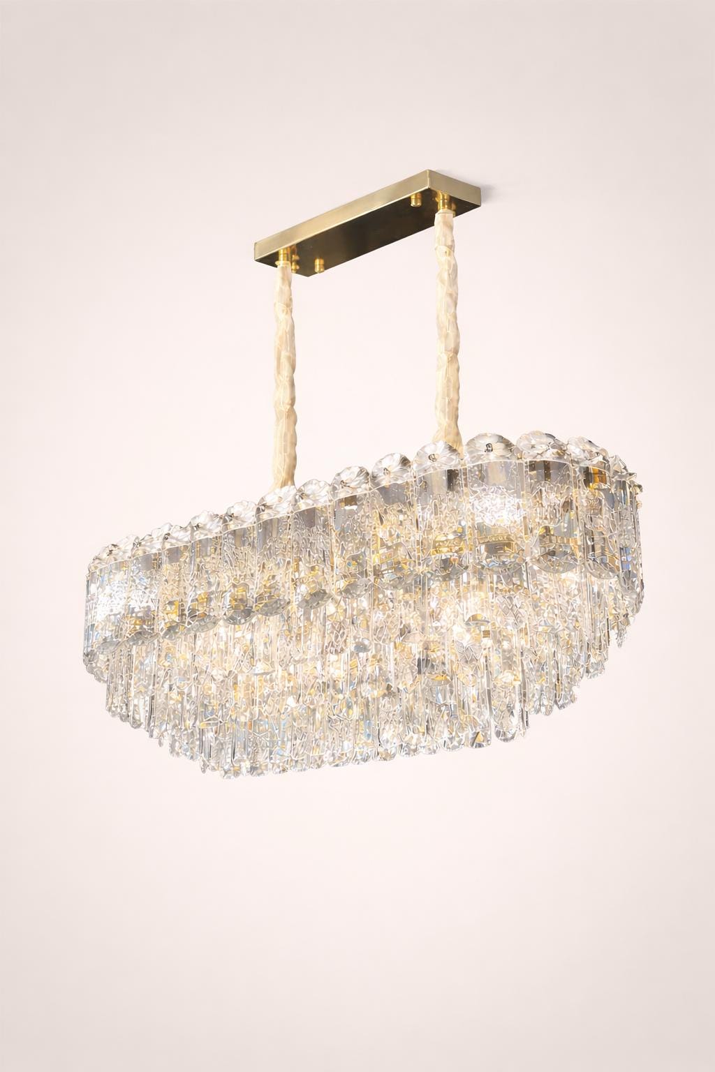 Luxury Rectangular Crystal Chandelier  – Gold Dining Table Island Ceiling Light