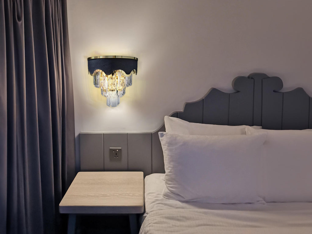Crystal Wall Chandelier with Gold Finish – 2-Layer LED Accent Light