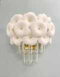 Floral Crystal Wall Sconce: Gold Bedroom Lighting (9.8 x 5 x 7.5)