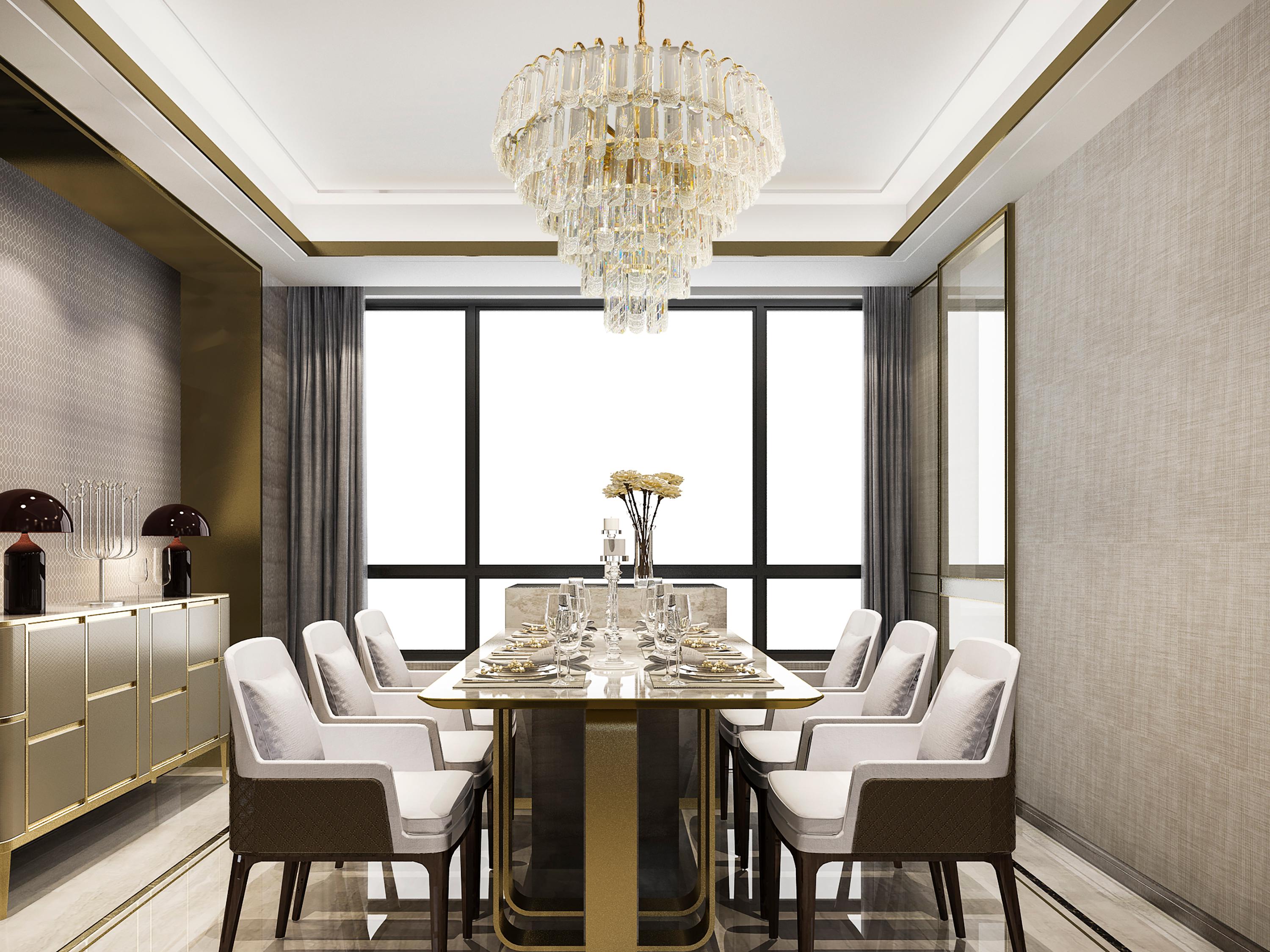 Luxury Crystal Tiered Chandelier – Wide Modern Round Pendant Light for Dining Room, Living Room