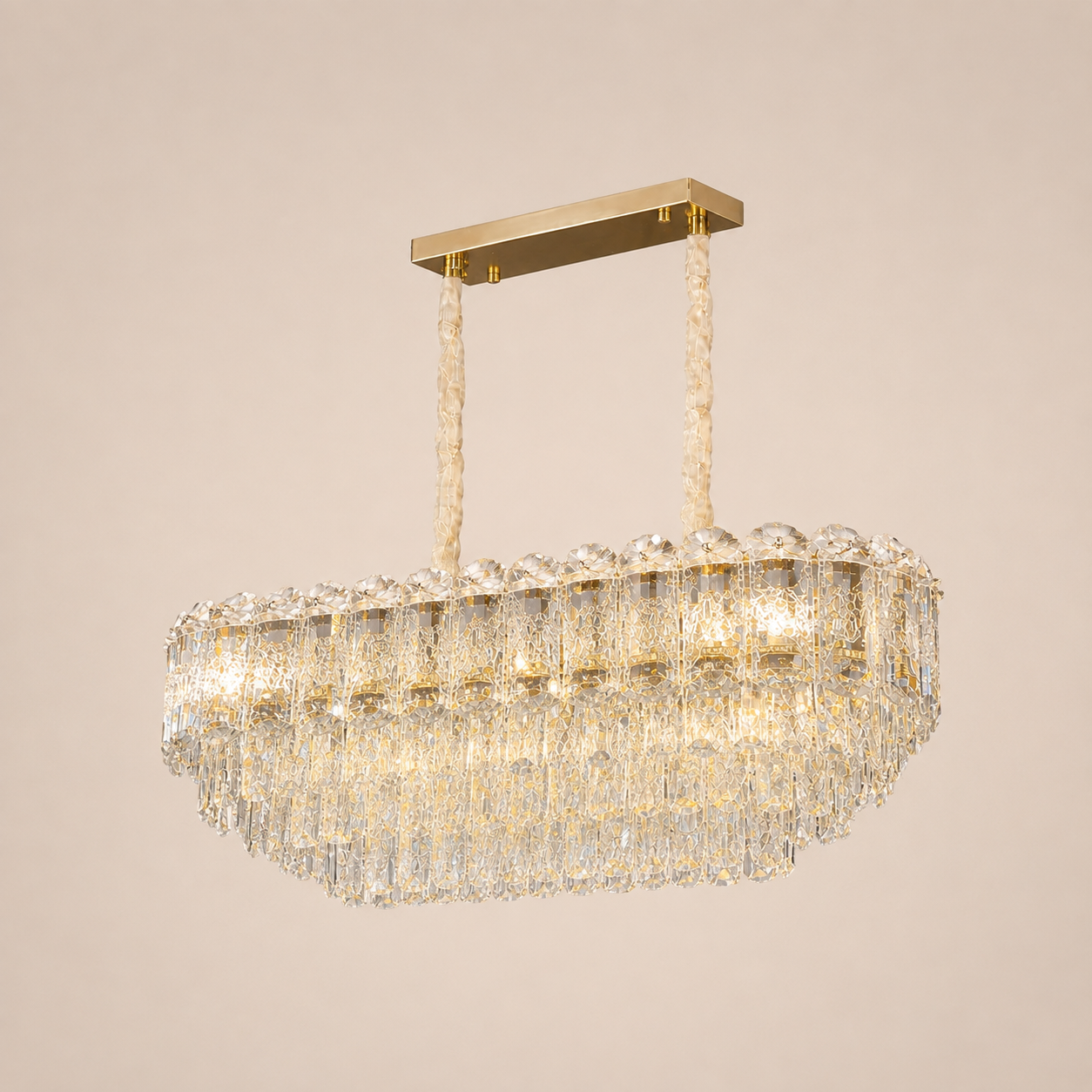 Rectangular Crystal Chandelier: Modern LED Ceiling Light, 31.4"